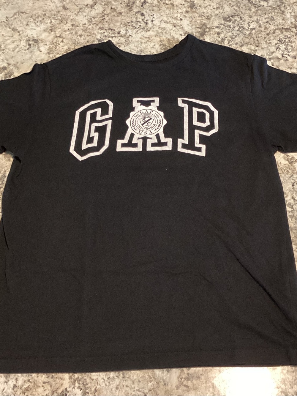 GAP Black Tee with White Interior Logo Print